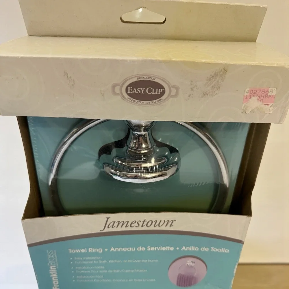 Franklin Brass Jamestown Polished‎ Chrome Silver Towel Ring 127731 Easy Clip New